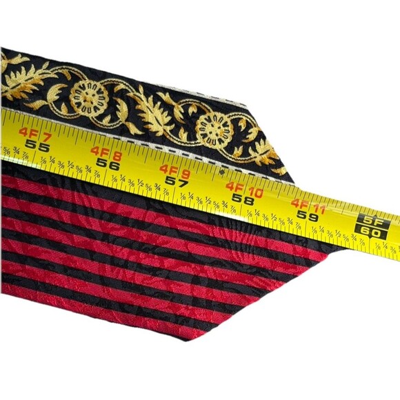 Rare Vintage V2 By VERSACE Silk Tie Black Red Gold Polka Dot Baroque Italy - Picture 5 of 6
